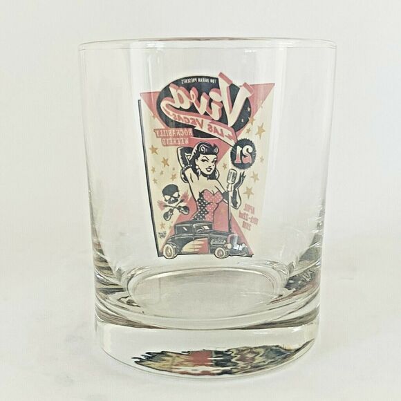 Cocktail Whiskey Glass Tom Ingram Las Vegas Rockabilly Sexy Pin-up Girl Lot of 4 - Picture 7 of 10